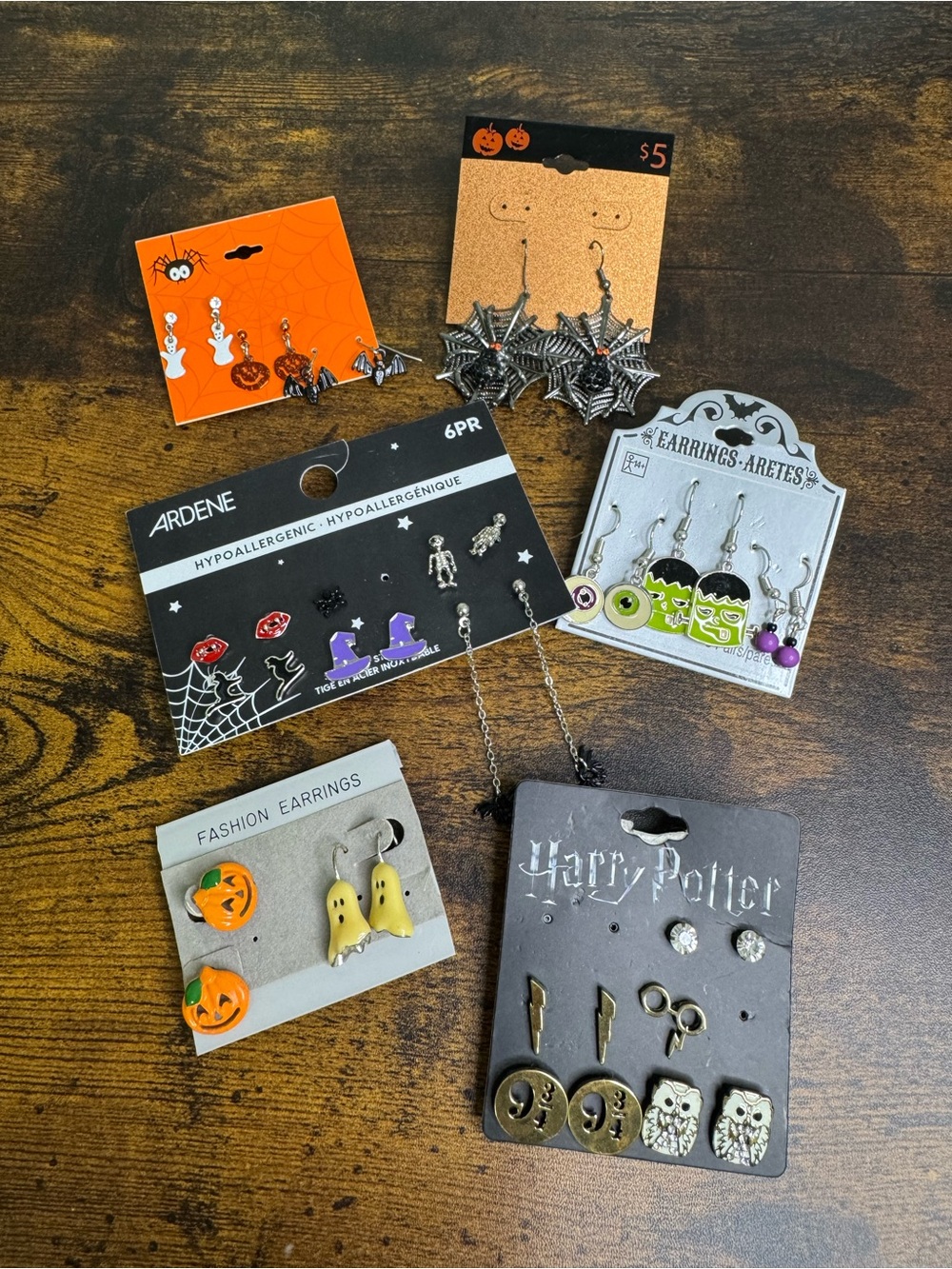 4/$20 Kids Halloween Earring Set - Orange, Silver, Green, Purple